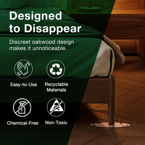 EcoVenger bed bug interceptor on a leg close-up showing discreet design.