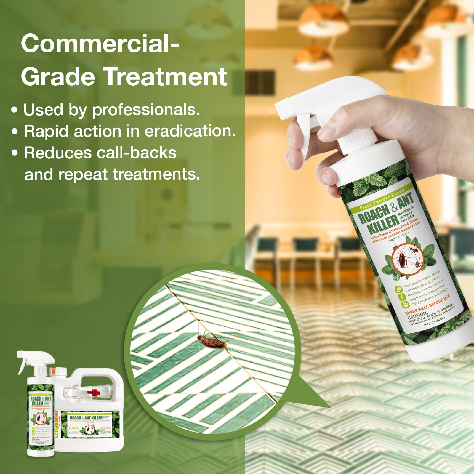 EcoVenger spray on kitchen counter for quick control
