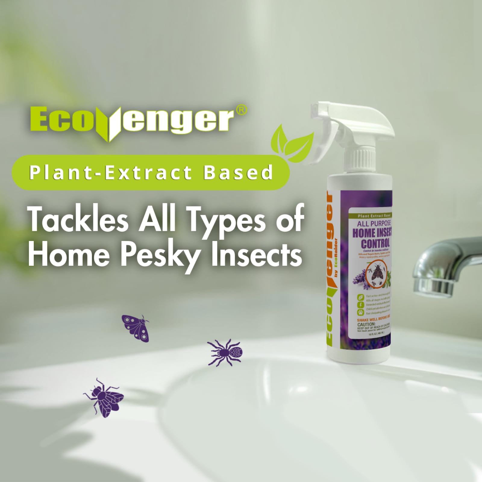 EcoVenger plant-based formula close-up emphasizes botanical insecticidal components.