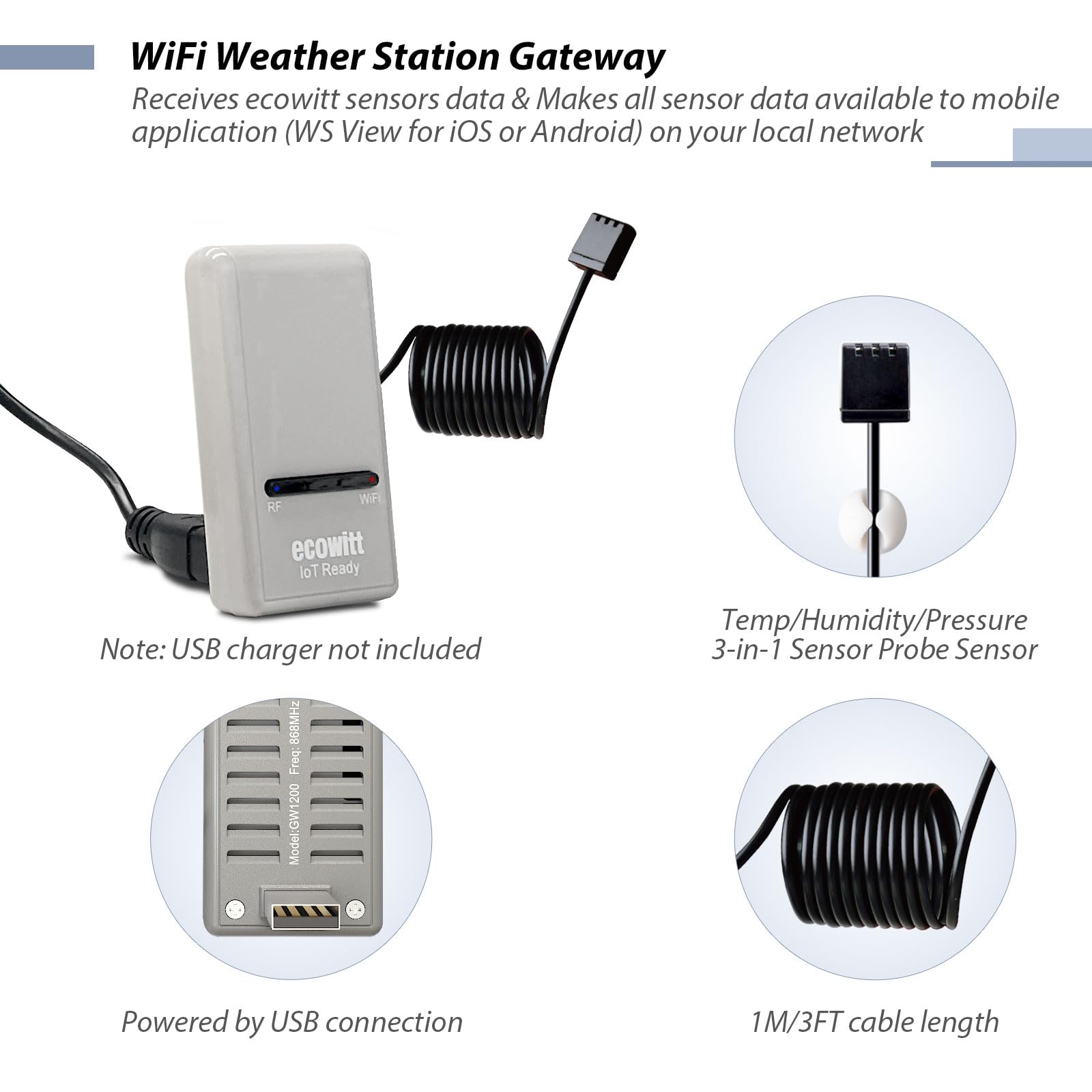 ECOWITT GW1200 gateway installed indoors for monitoring
