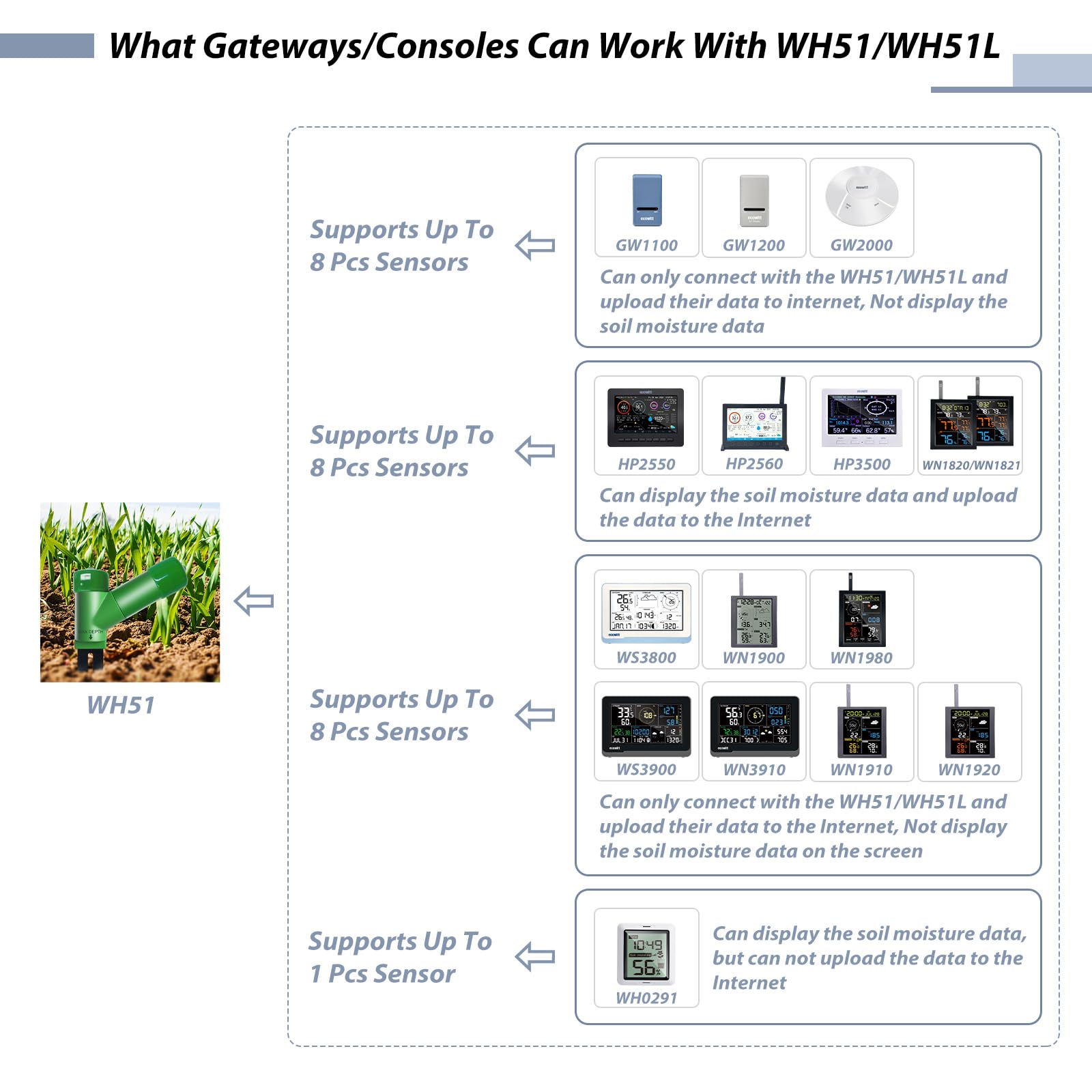 ECOWITT IP66 waterproof soil sensor ready for outdoor use