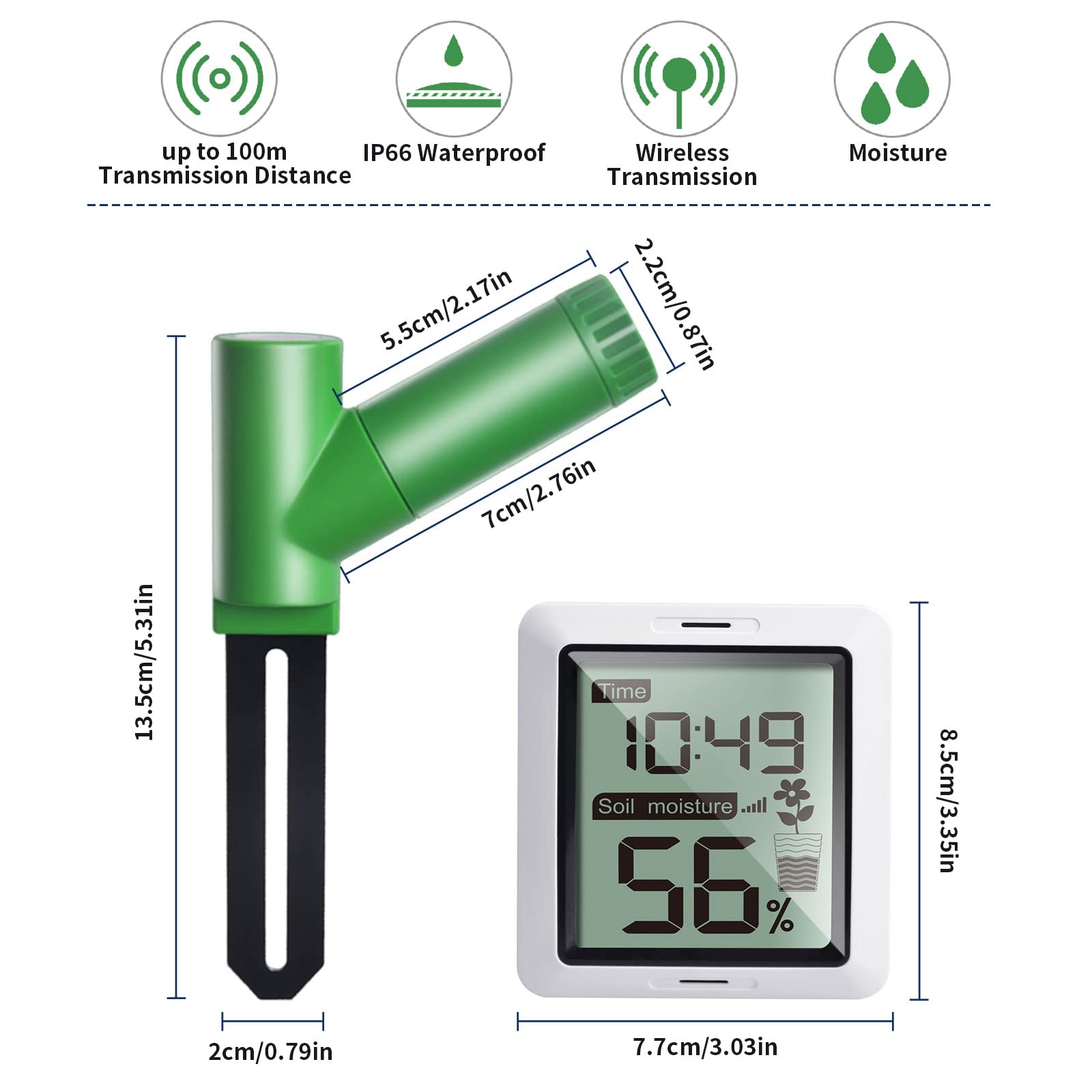ECOWITT WH0291 digital LCD display with flower pot icon for quick readings.