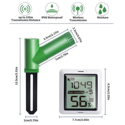 ECOWITT WH0291 digital LCD display with flower pot icon for quick readings.