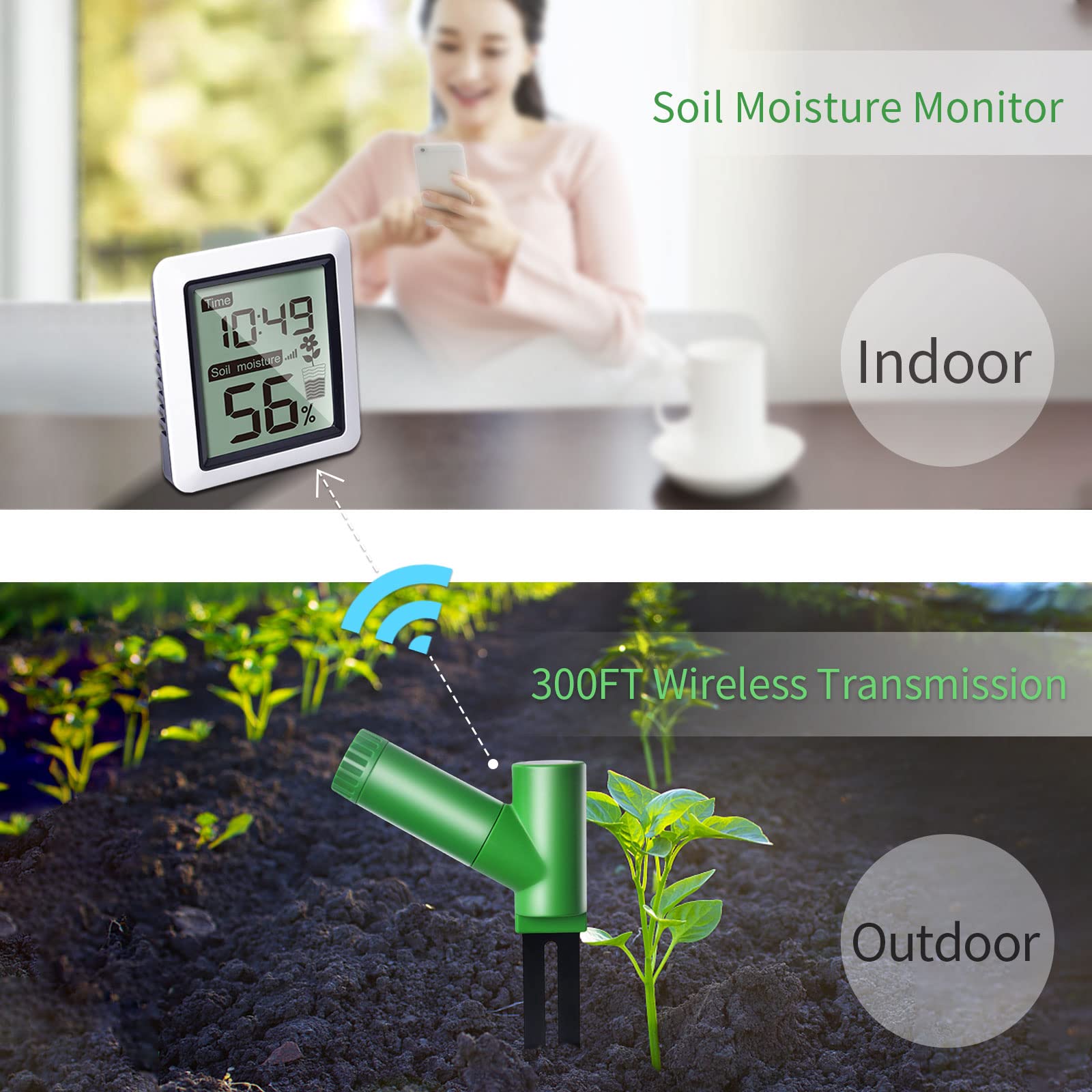 ECOWITT WH0291 time display helps track your plant care routine.