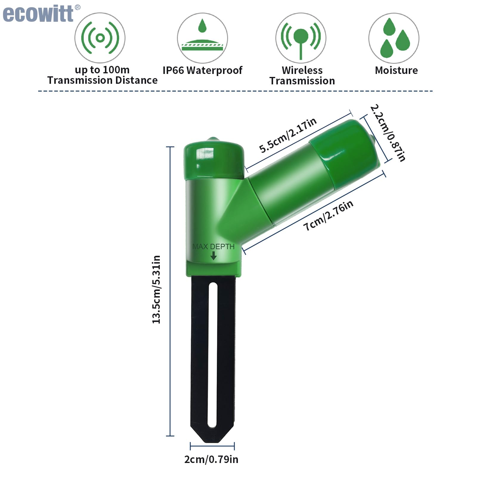 WH51 provides a 72-second soil moisture reading after insertion