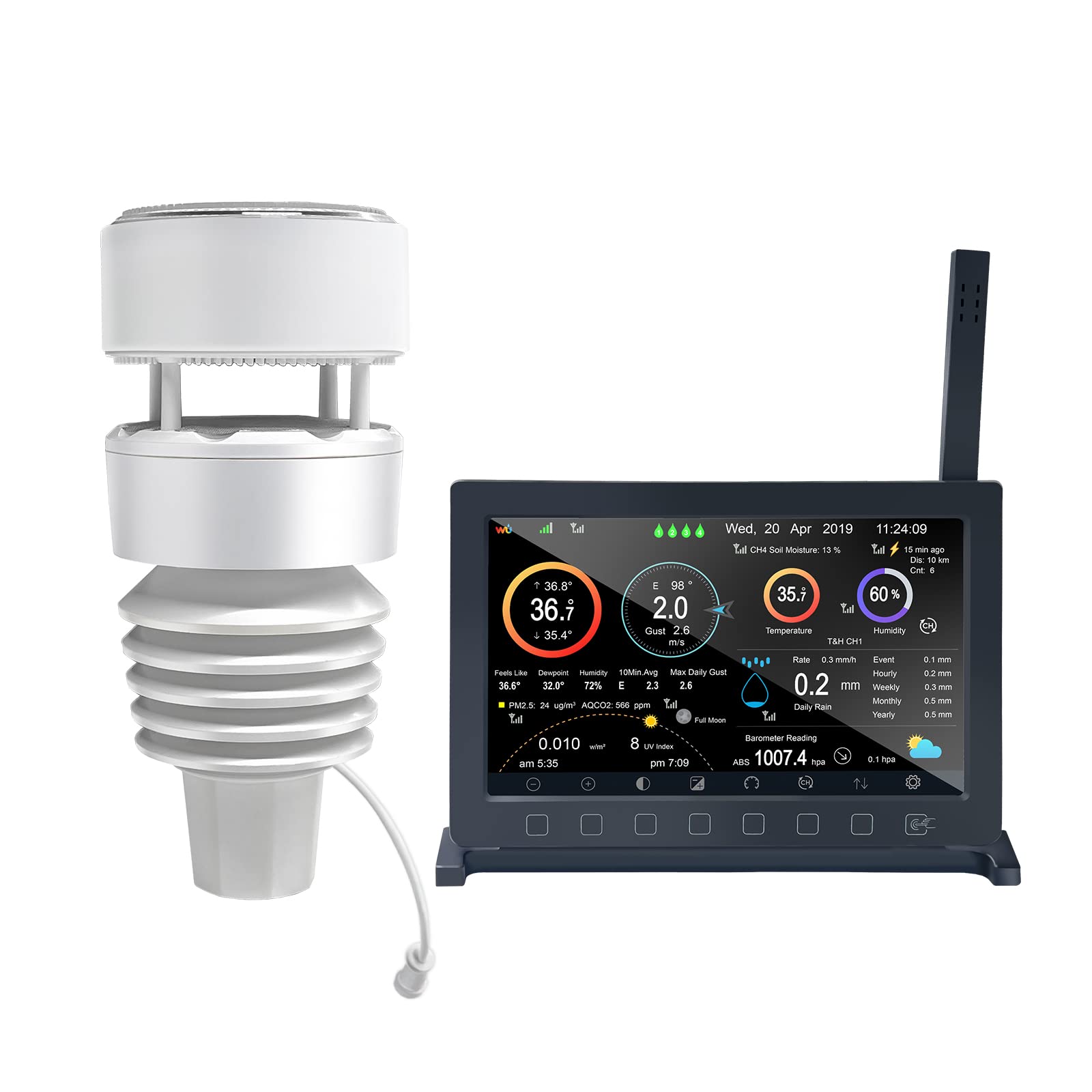 ECOWITT Wittboy Pro HP2564 console displaying live weather data for quick planning.