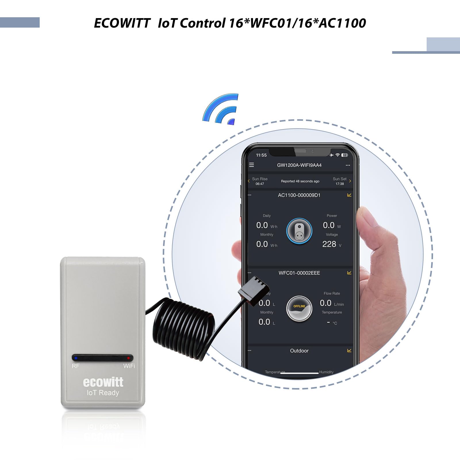 ECOWITT WS View Plus app open on screen for data access