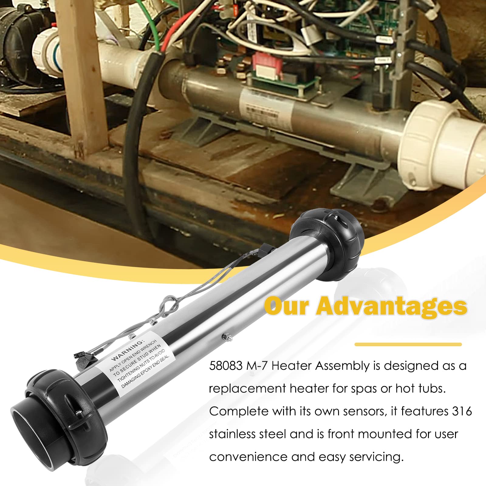 E-cowlboy 5.5KW Incoloy Flo-Thru heater element for steady spa heating.