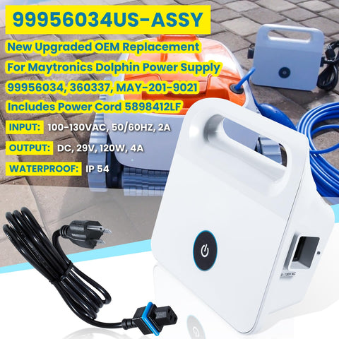 E-cowlboy Dolphin power cord 5898412LF ensures stable power delivery.
