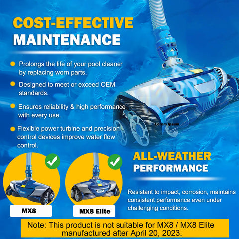 MX8 bearings reduce friction for quieter, smoother operation during cleaning.