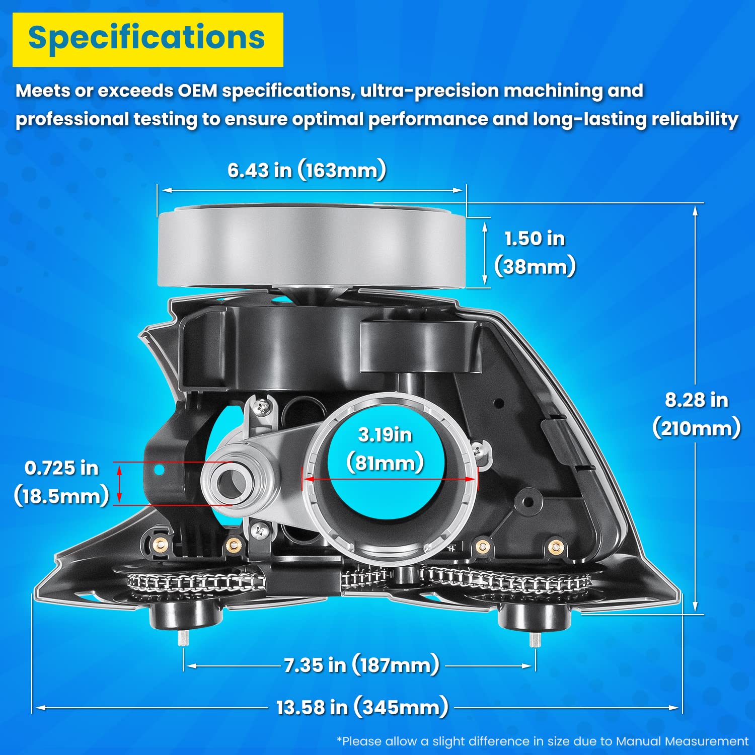 E-cowlboy Polaris stainless steel chain provides corrosion resistance.