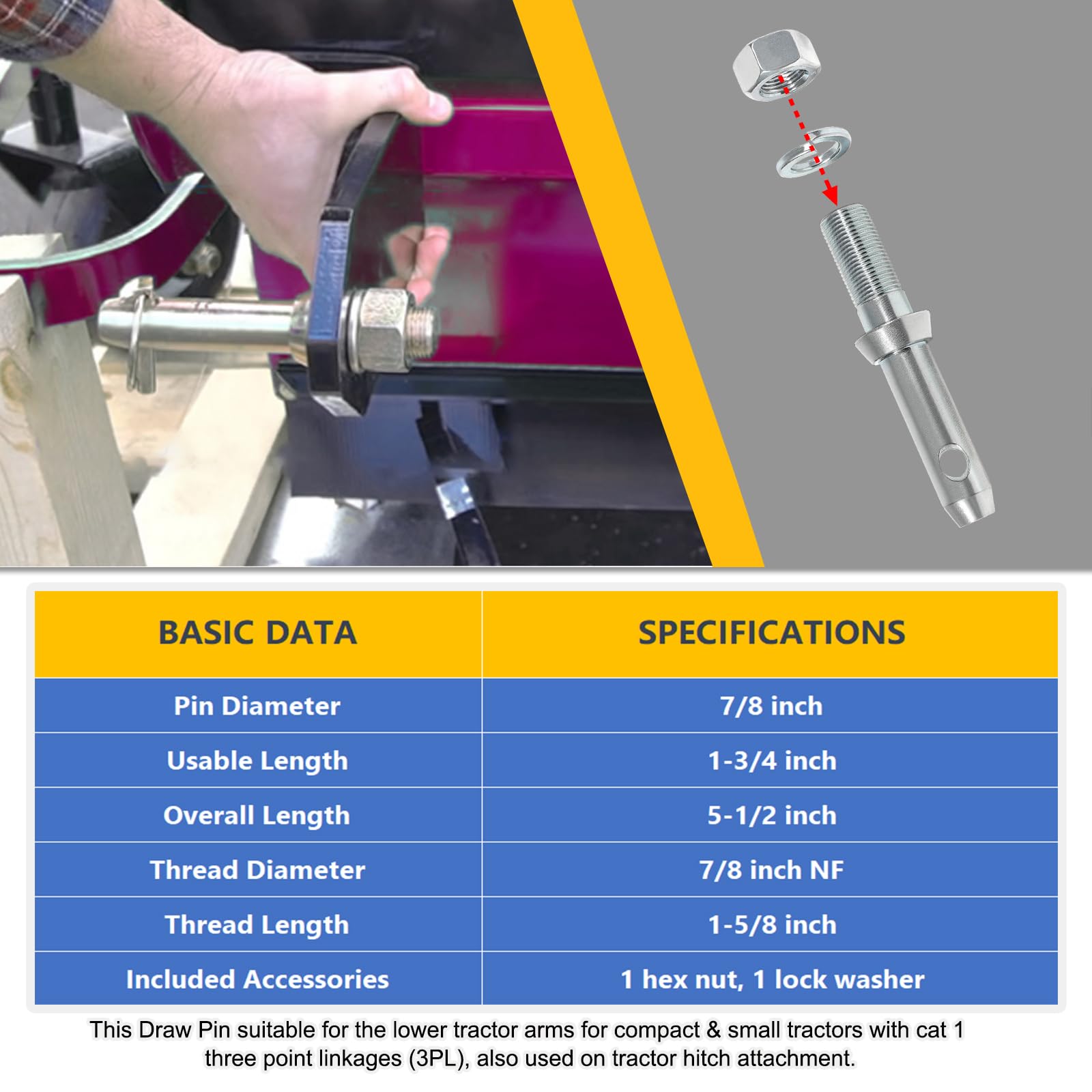 Ecowlboy S07020800 lower tractor arm connection detail for secure attachment.