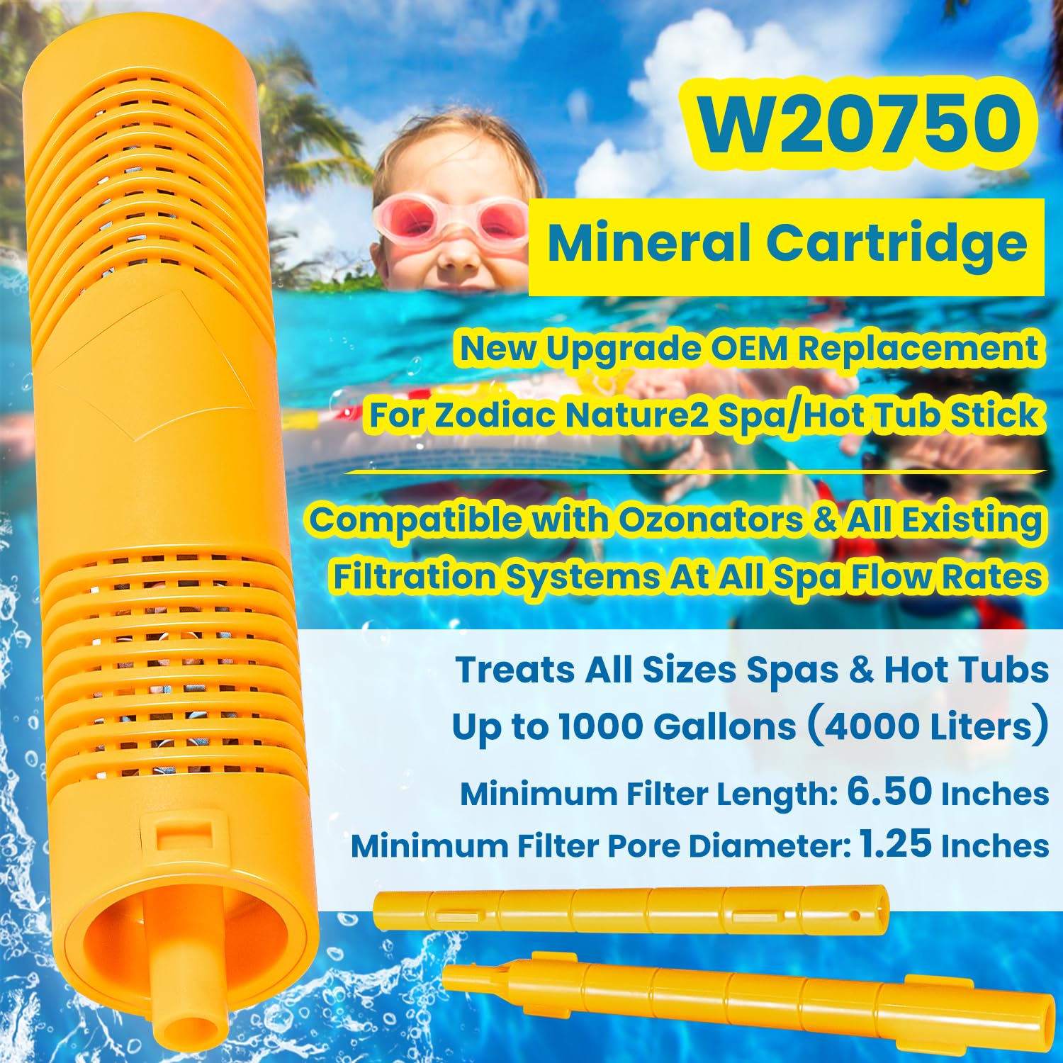 E-cowlboy spa mineral sticks in-filter placement highlights easy setup and water clarity