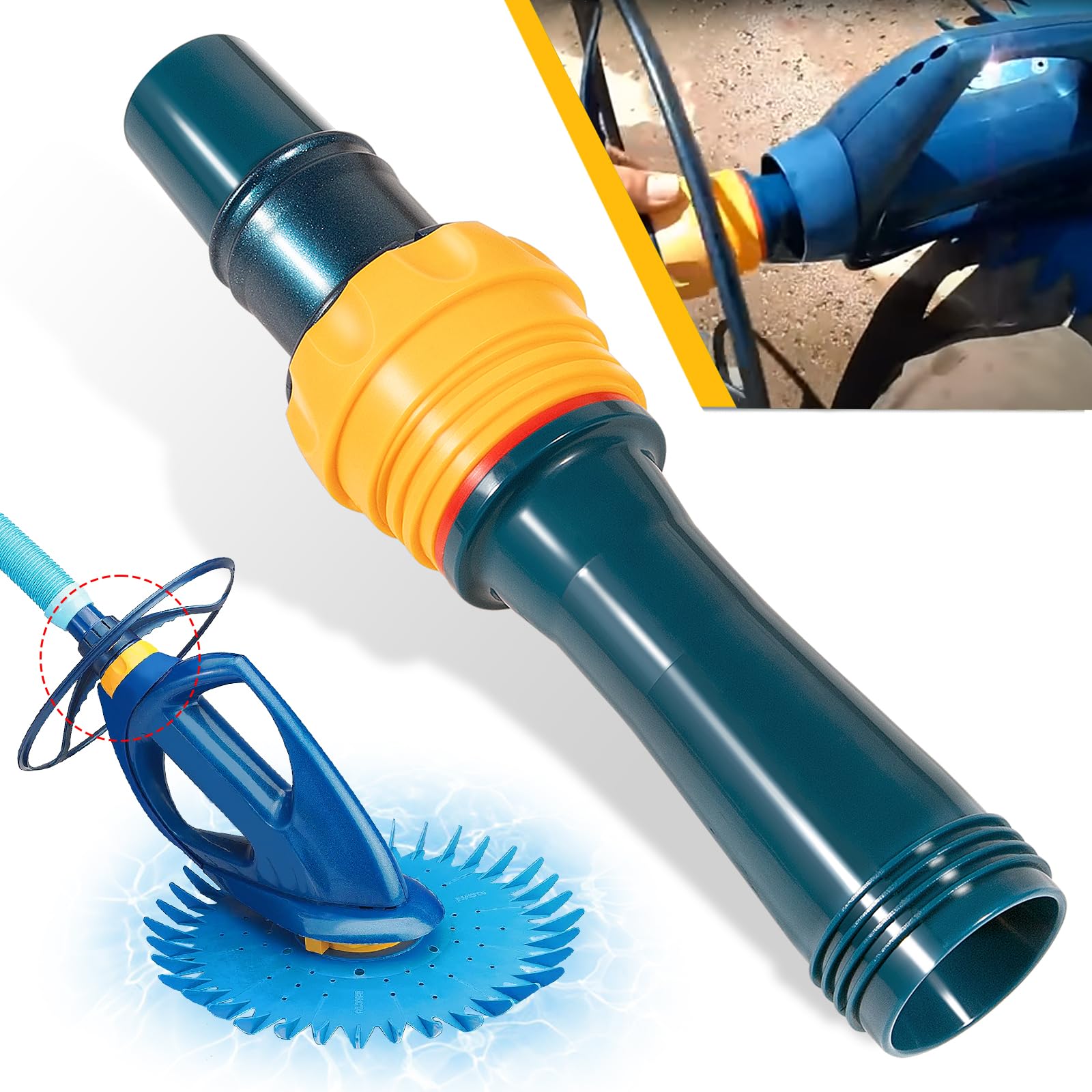 E-cowlboy W70326 extension pipe in blue for easy replacement on Zodiac Baracuda G3 cleaners.