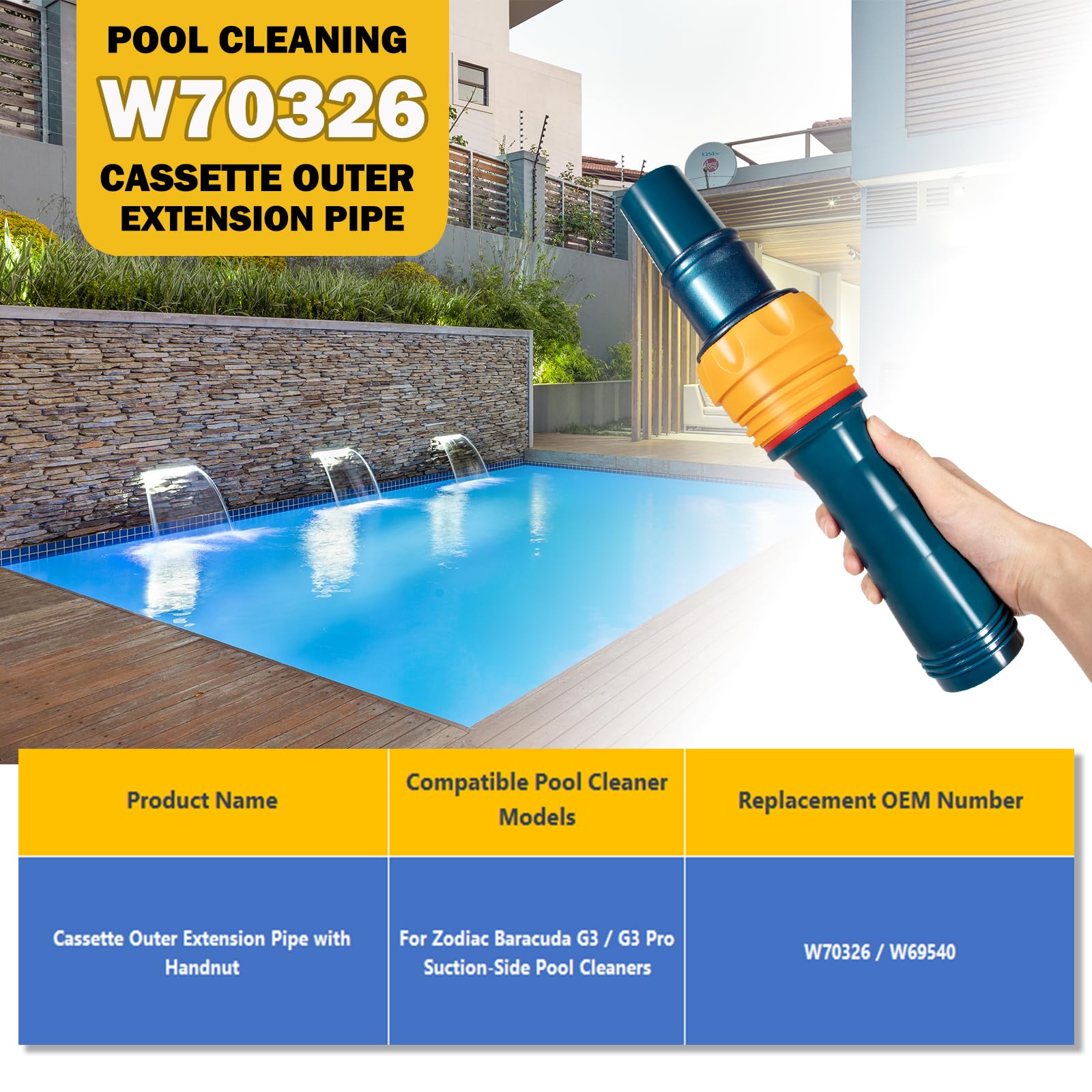 E-cowlboy W70326 handnut in yellow enabling quick hand-tight installation.