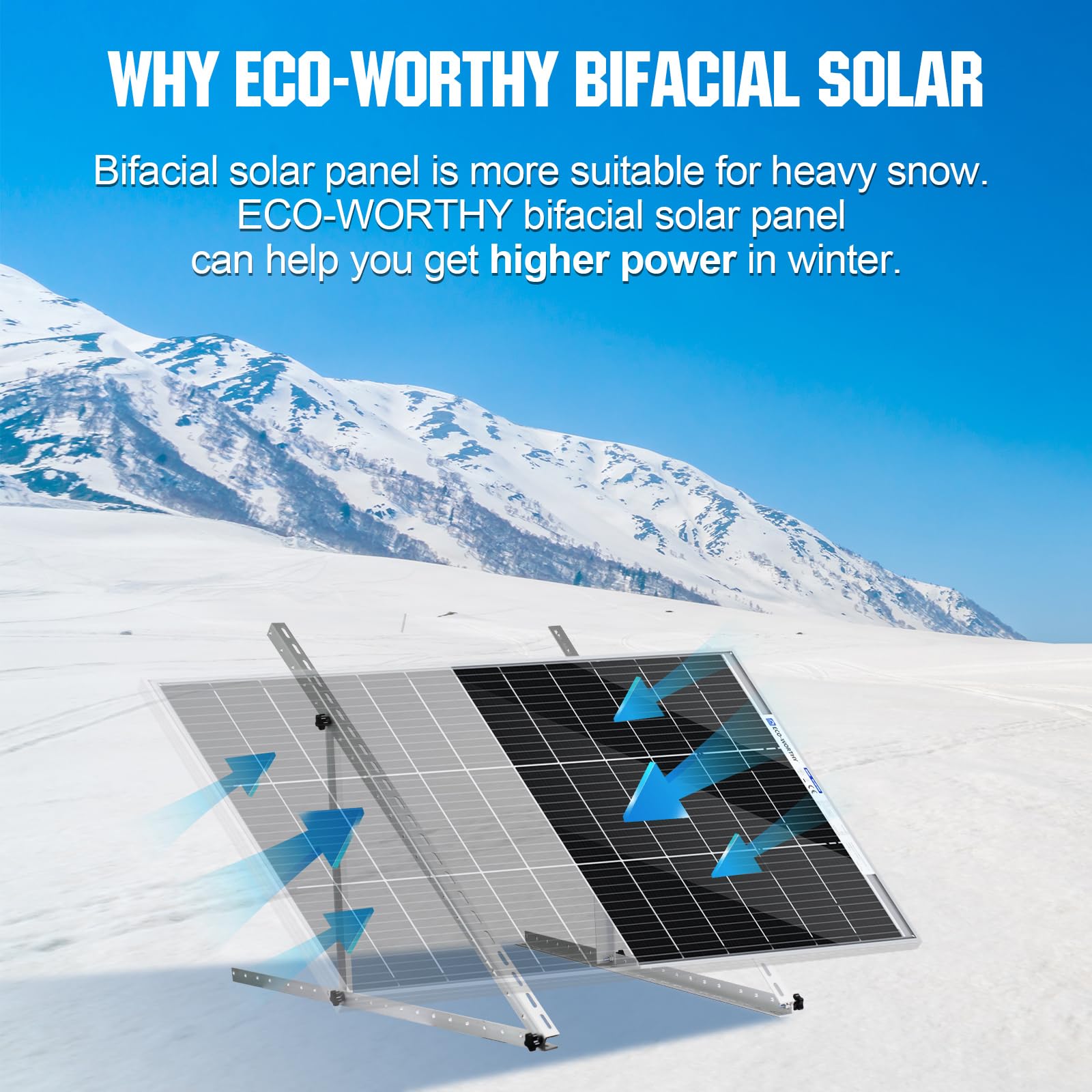 ECO-WORTHY 200W bifacial junction box closeup shows preinstalled diode and simple wiring.