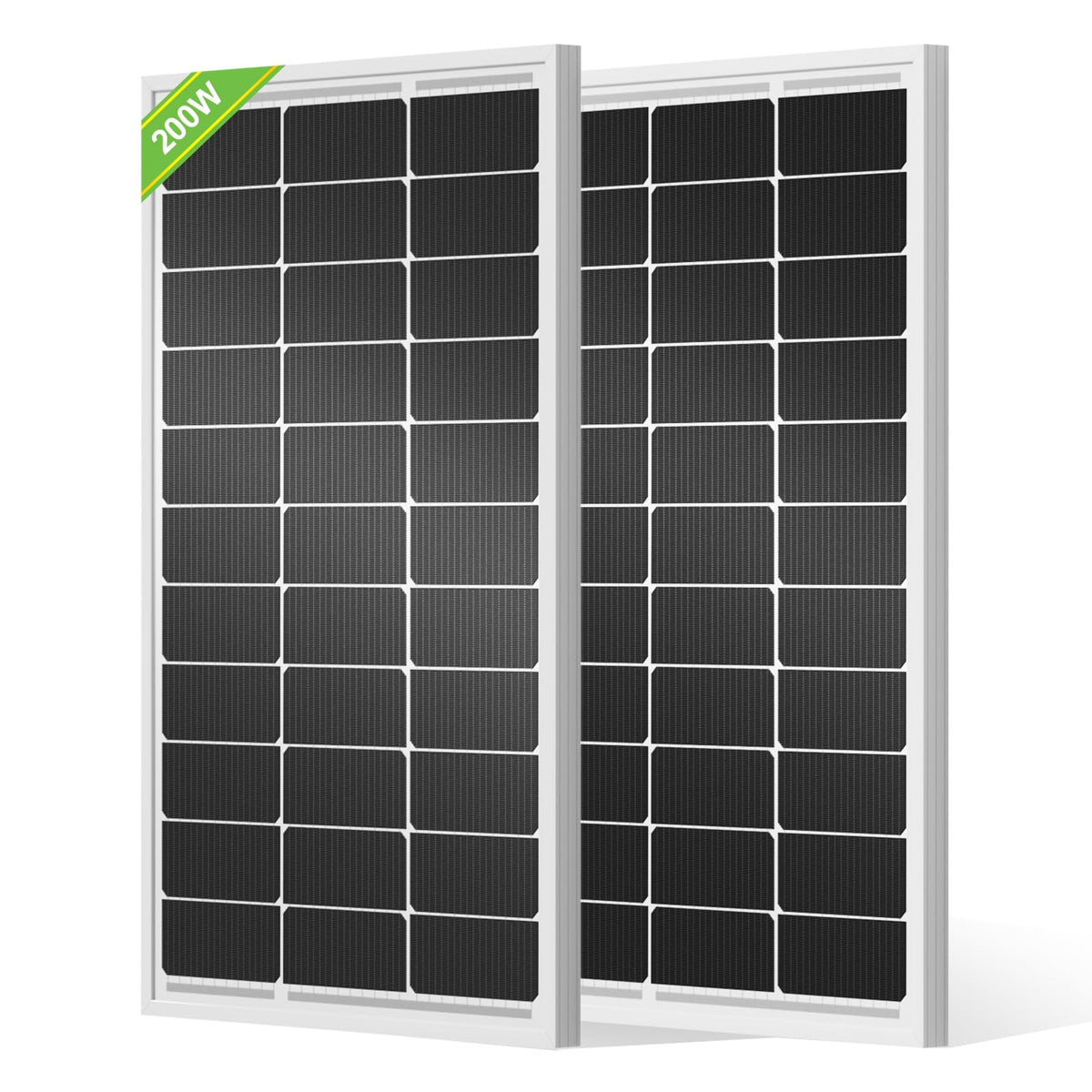 ECO-WORTHY 2x100W panels front view for off-grid charging readiness