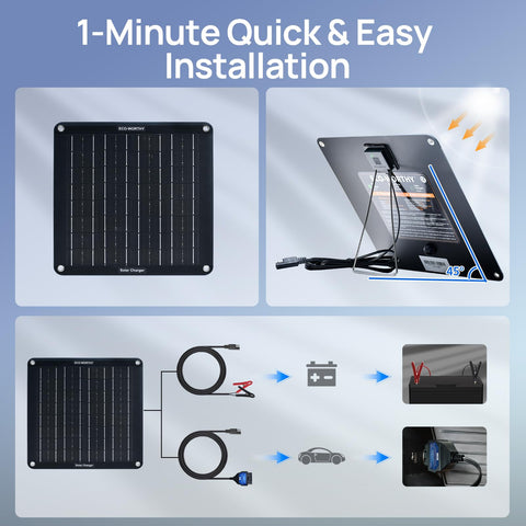 Eco-Worthy adjustable bracket supports optimal sun exposure for efficient charging.