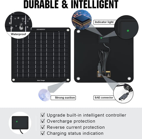 Eco-Worthy waterproof design enables outdoor use in varied weather.