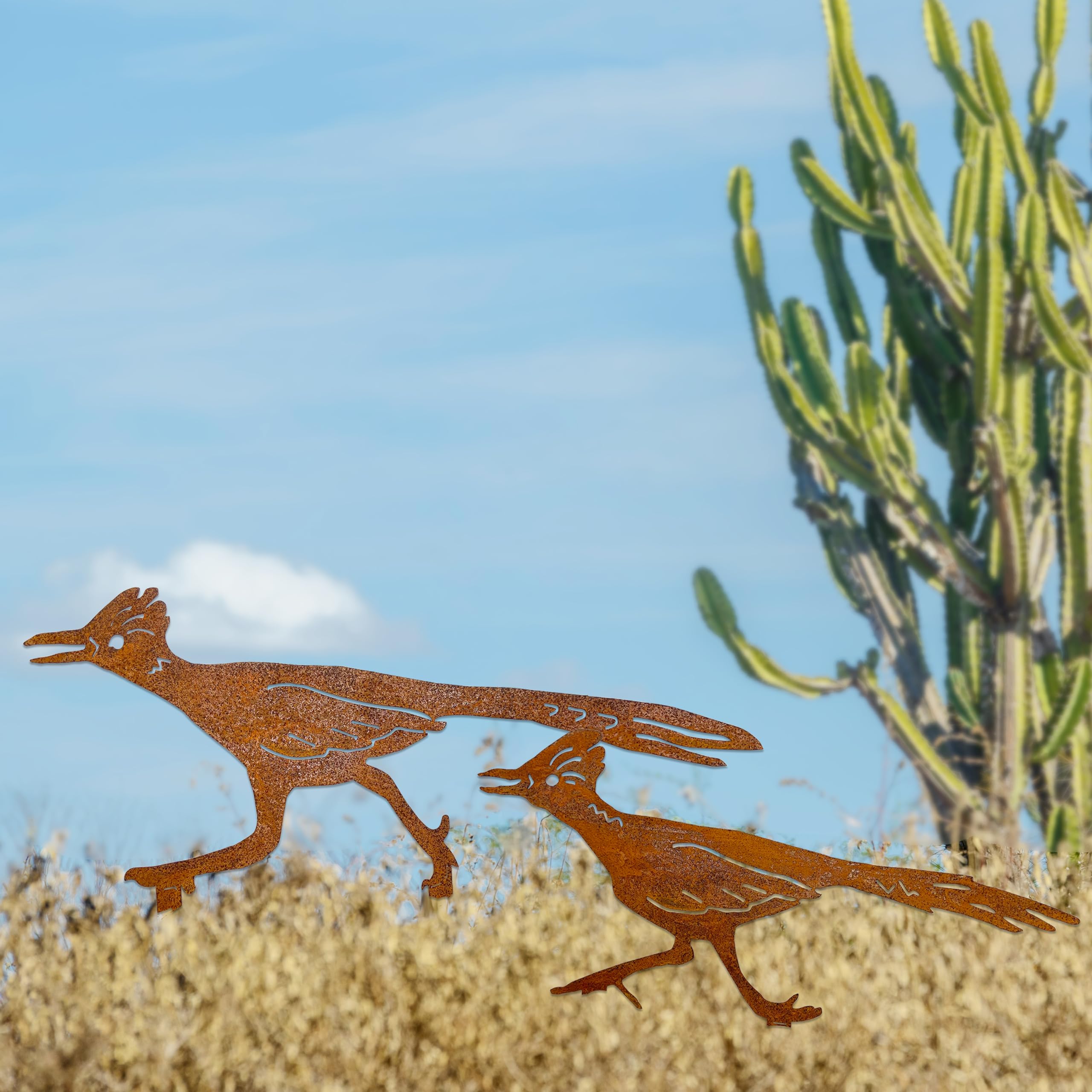 Ecqizer roadrunner yard art enhances outdoor spaces with southwestern flair.