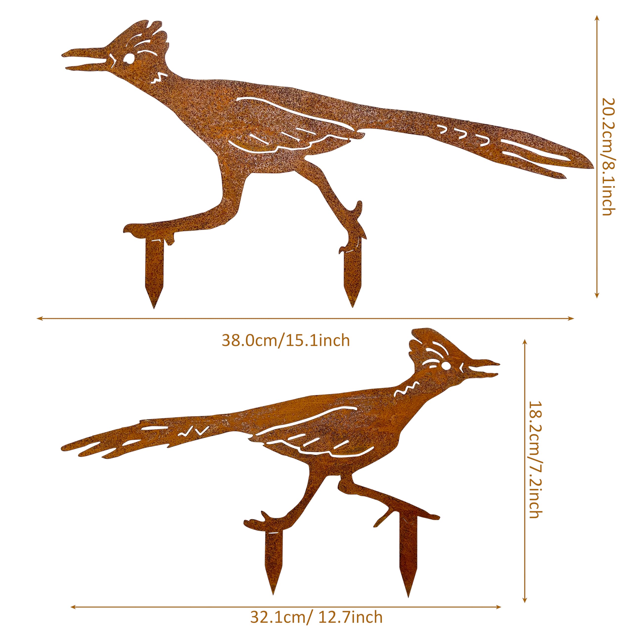 Ecqizer southwestern roadrunner stake duo adds desert charm to patios.