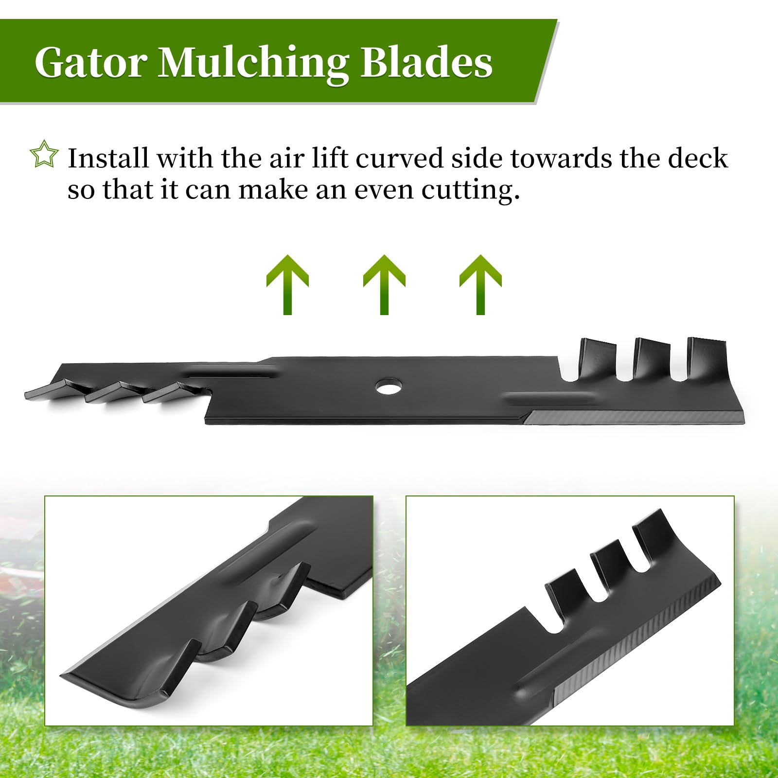 Ecreban Gator Mulching blades in box, ready to replace worn blades