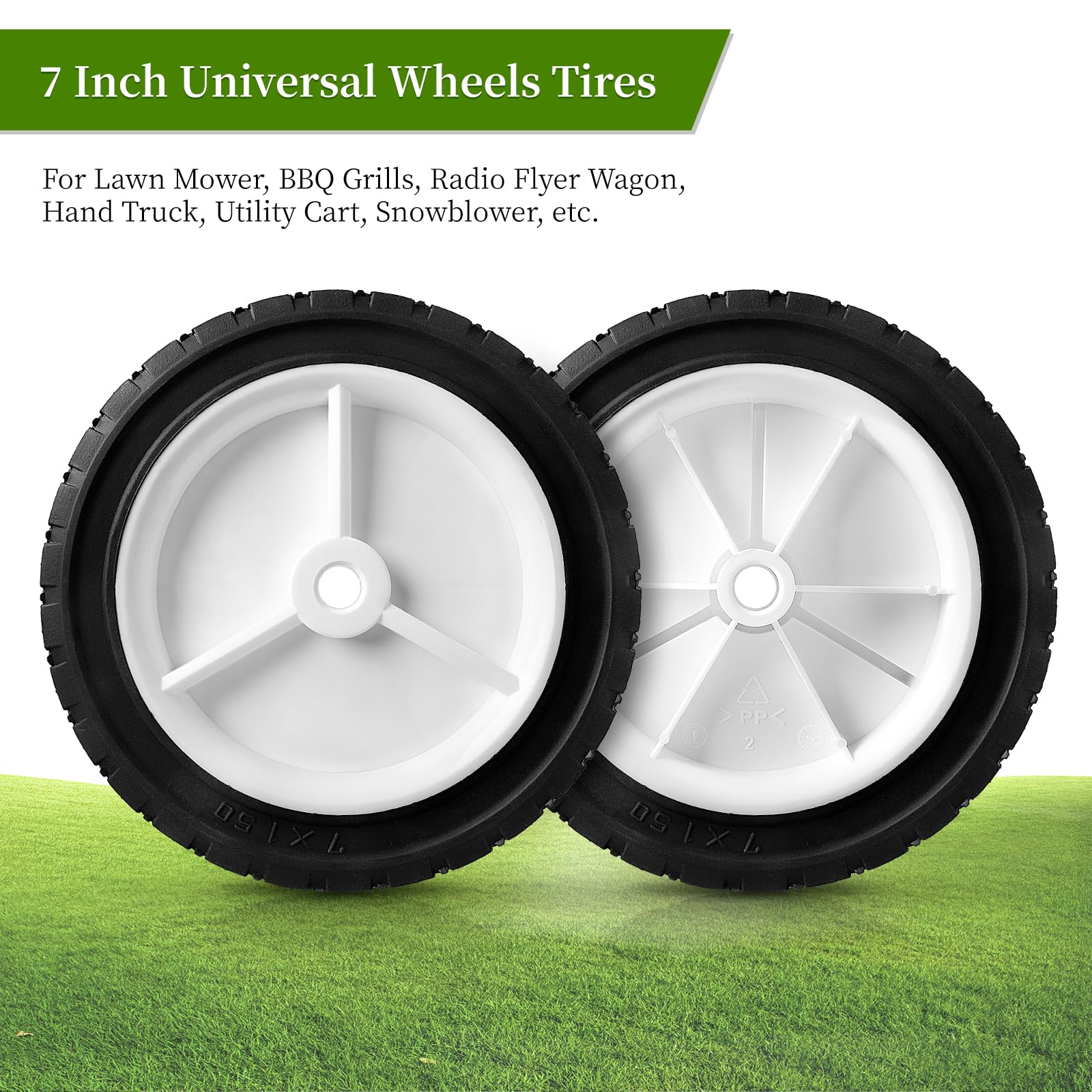 Ecreban two-pack wheels with 1/2 inch bore, quick install.