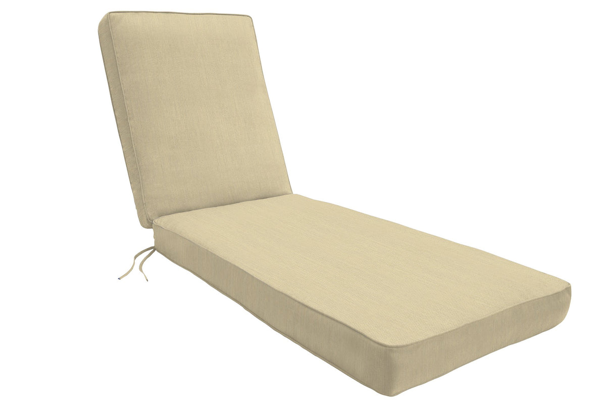 Eddie Bauer chaise, Spectrum Sand, durable fabric with plush outdoor comfort.