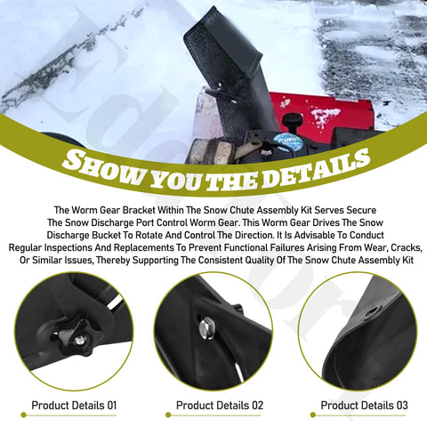 EddTorq chute rotater wormgear emphasizes smooth rotation for accurate snow discharge.