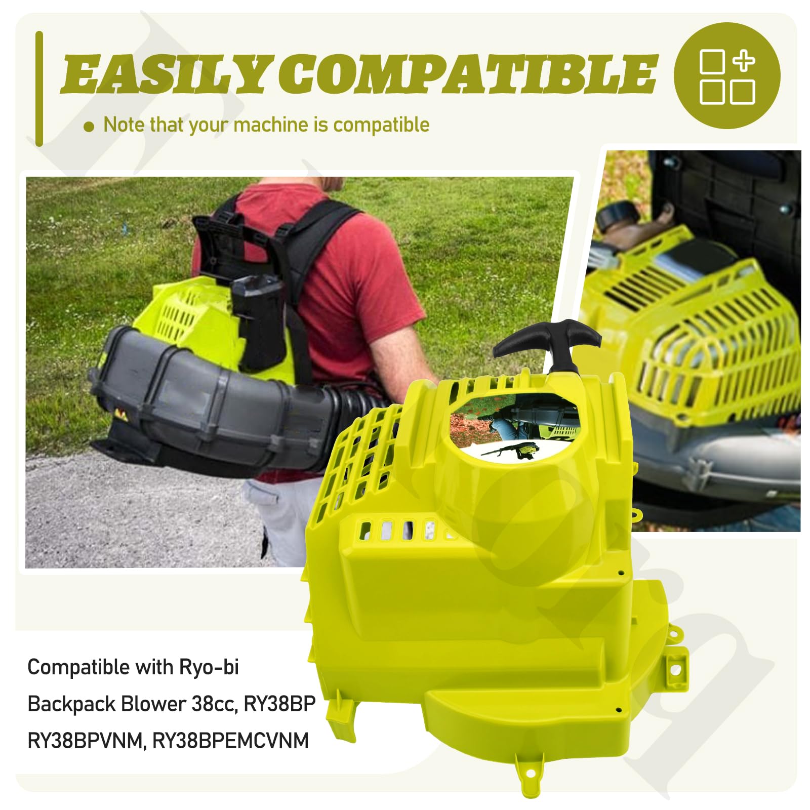EddTorq pull starter with durable materials for Ryobi blower.
