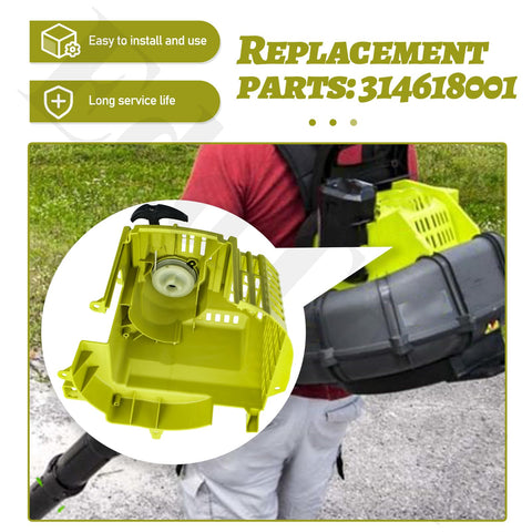 EddTorq pull starter in use during routine maintenance for Ryobi blower.