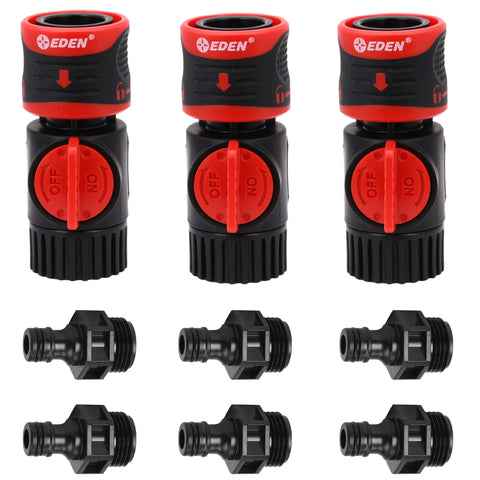 Eden 93218 quick-connect kit front view with secure twist-lock for stable hose connections.