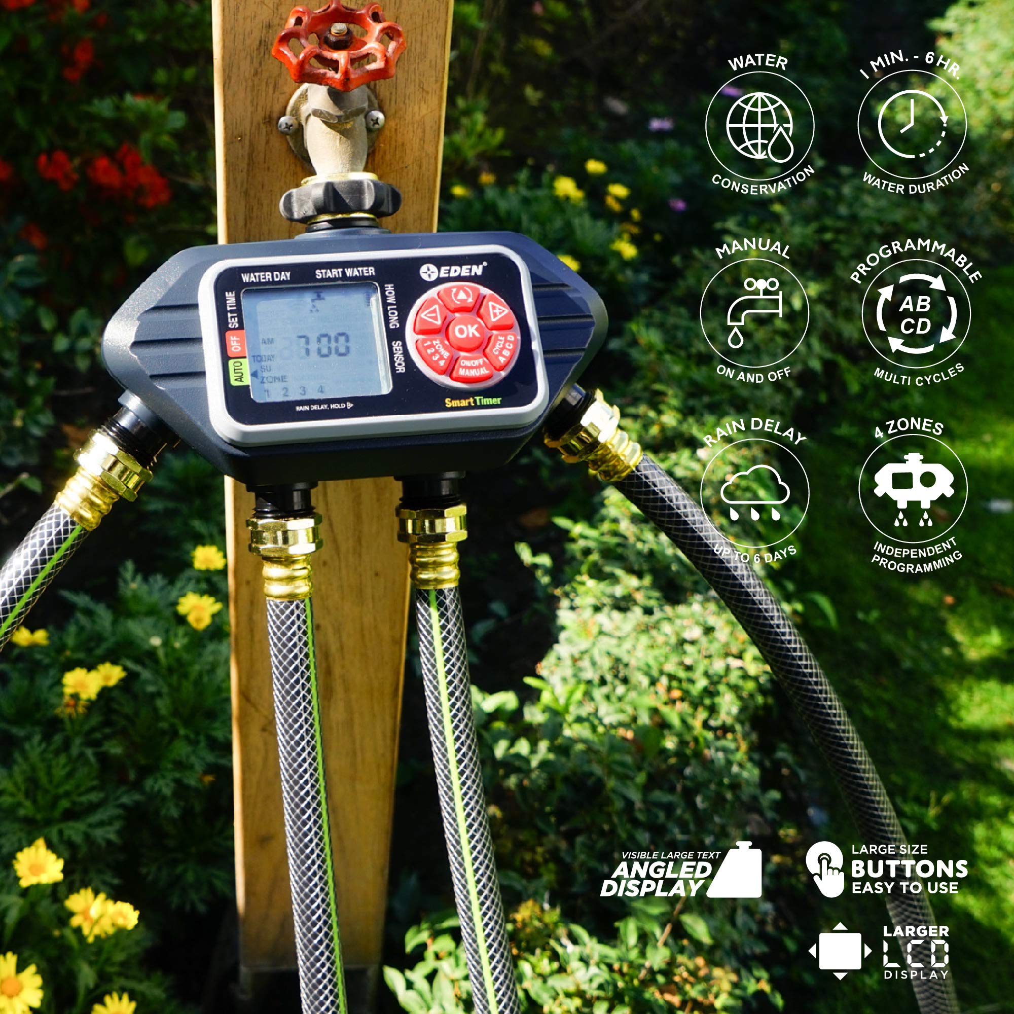 Eden 93413 customizable schedules for precise garden irrigation needs.