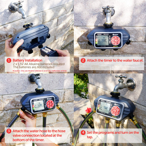 Eden 93413 manual watering button for on‑demand use.