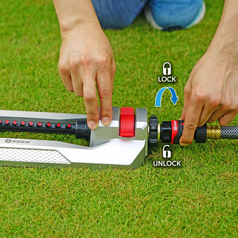 Eden 94110 adjustable-range via sliding tabs for targeted watering zones.