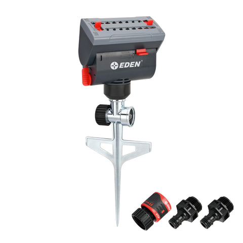 Eden 94145 mini turbo sprinkler with step spike for quick install and efficient watering.