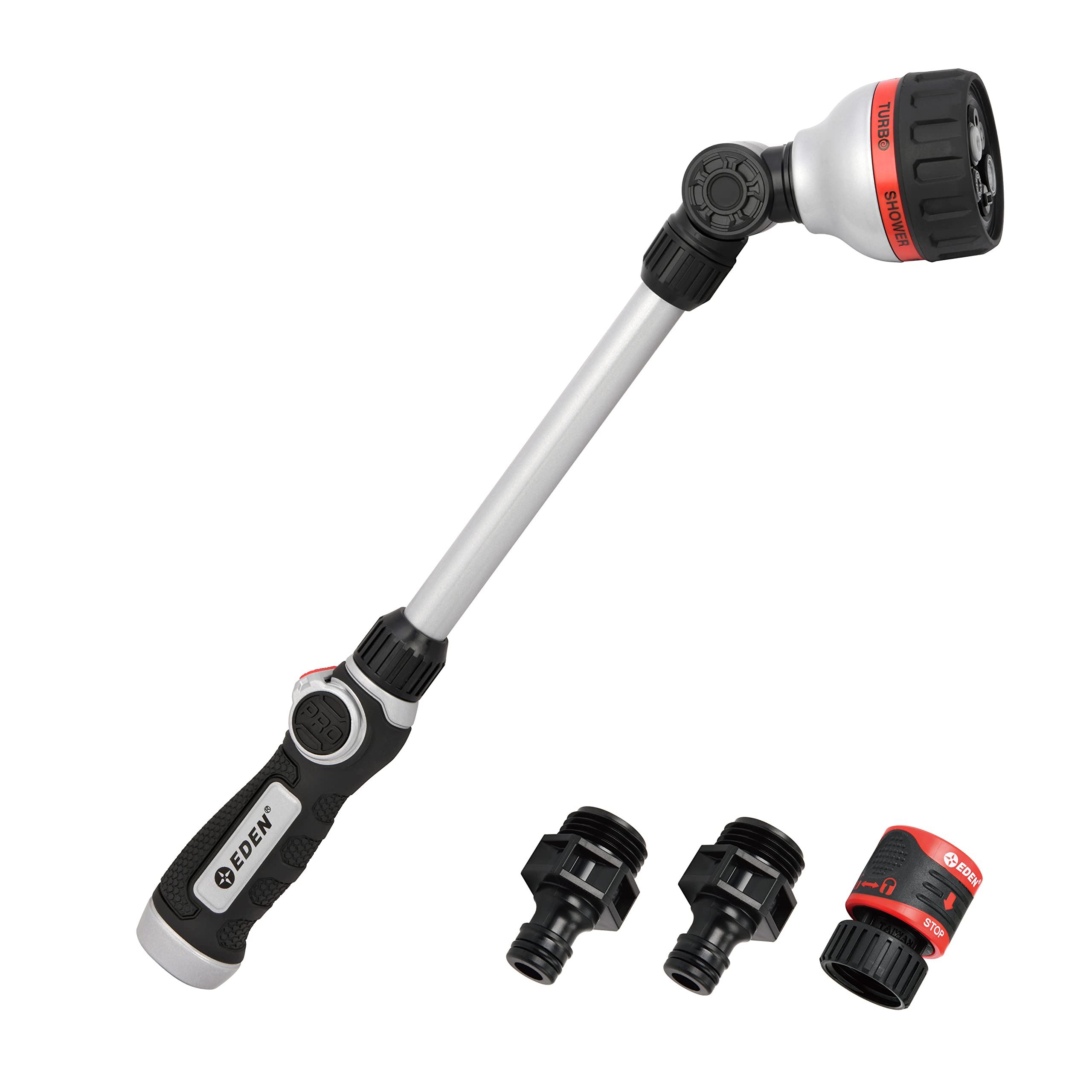 Eden 94620 Pro watering wand overview enables reach for hanging baskets.