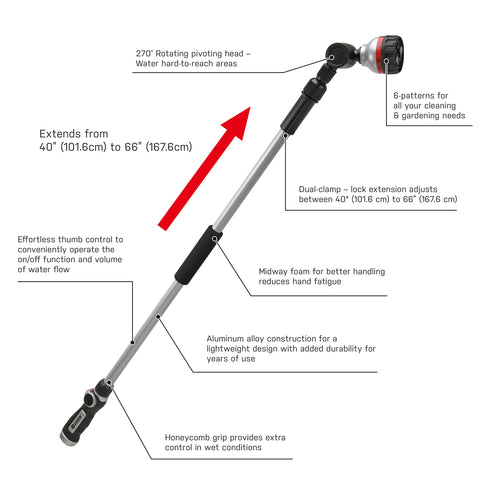 Eden 94624 Pro Metal wand with 270-degree pivot head for precise watering