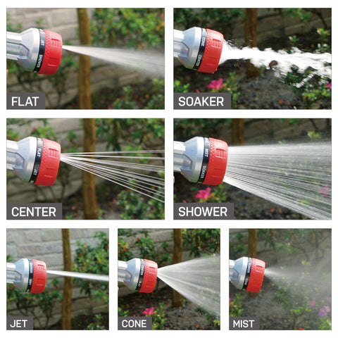 Eden 94805 seven-pattern hose nozzle for versatile lawn and garden care.
