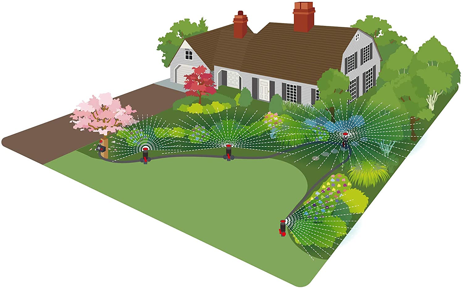 Eden 96093 adjustable heads offer customizable spray angles and directions.