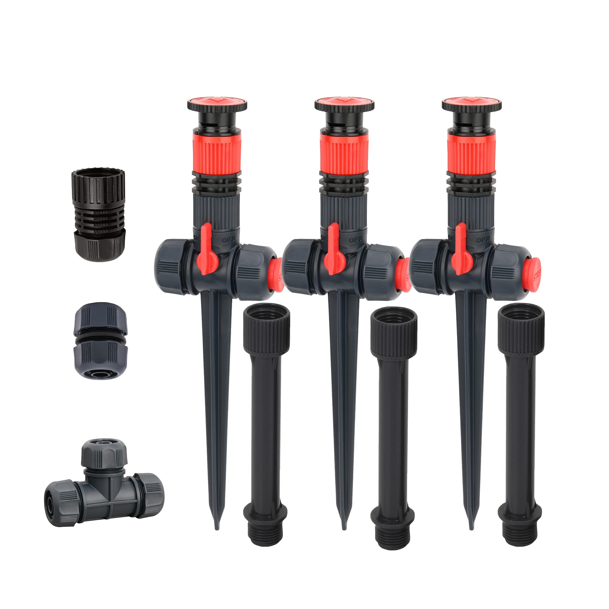 Eden 96093 flex sprinkler setup shows precise placement for irregular lawns.
