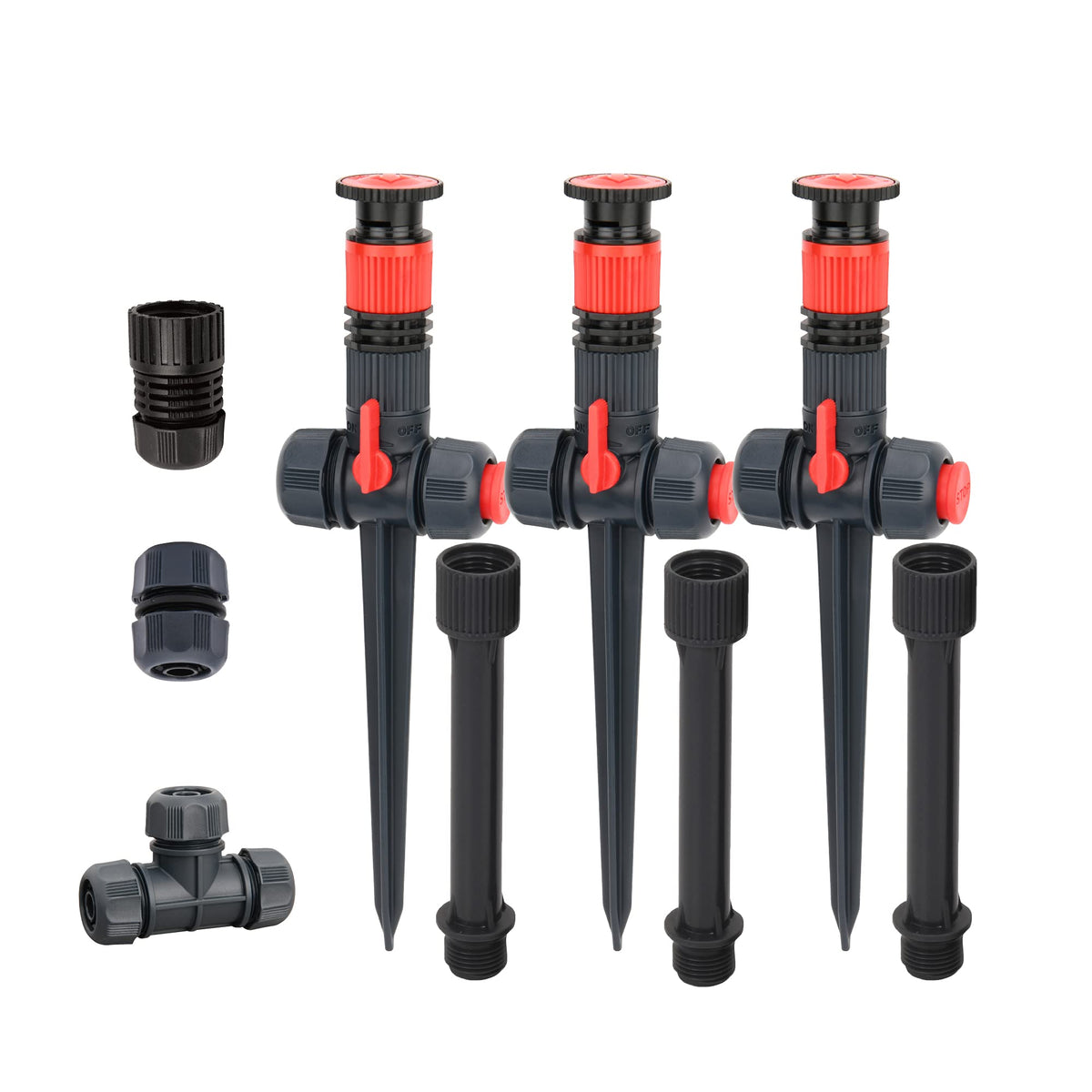 Eden 96093 flex sprinkler setup shows precise placement for irregular lawns.