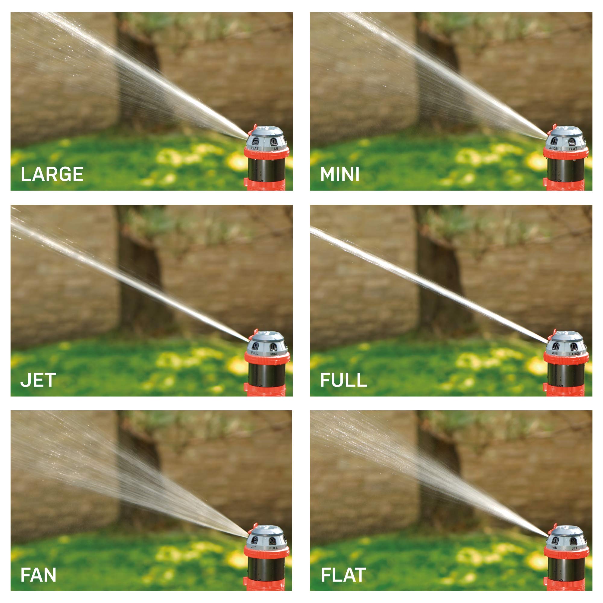 Eden 96122 6-pattern dial closeup highlighting versatile spray options for diverse landscapes.
