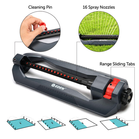 Eden 16 nozzles deliver uniform spray across garden beds