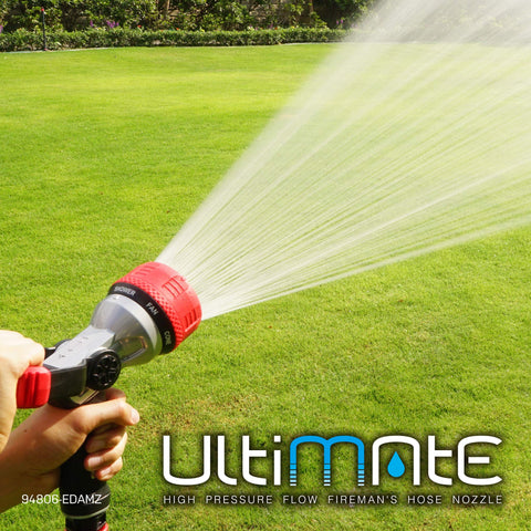 Eden 96806 nozzle showing seven spray patterns for versatile watering tasks