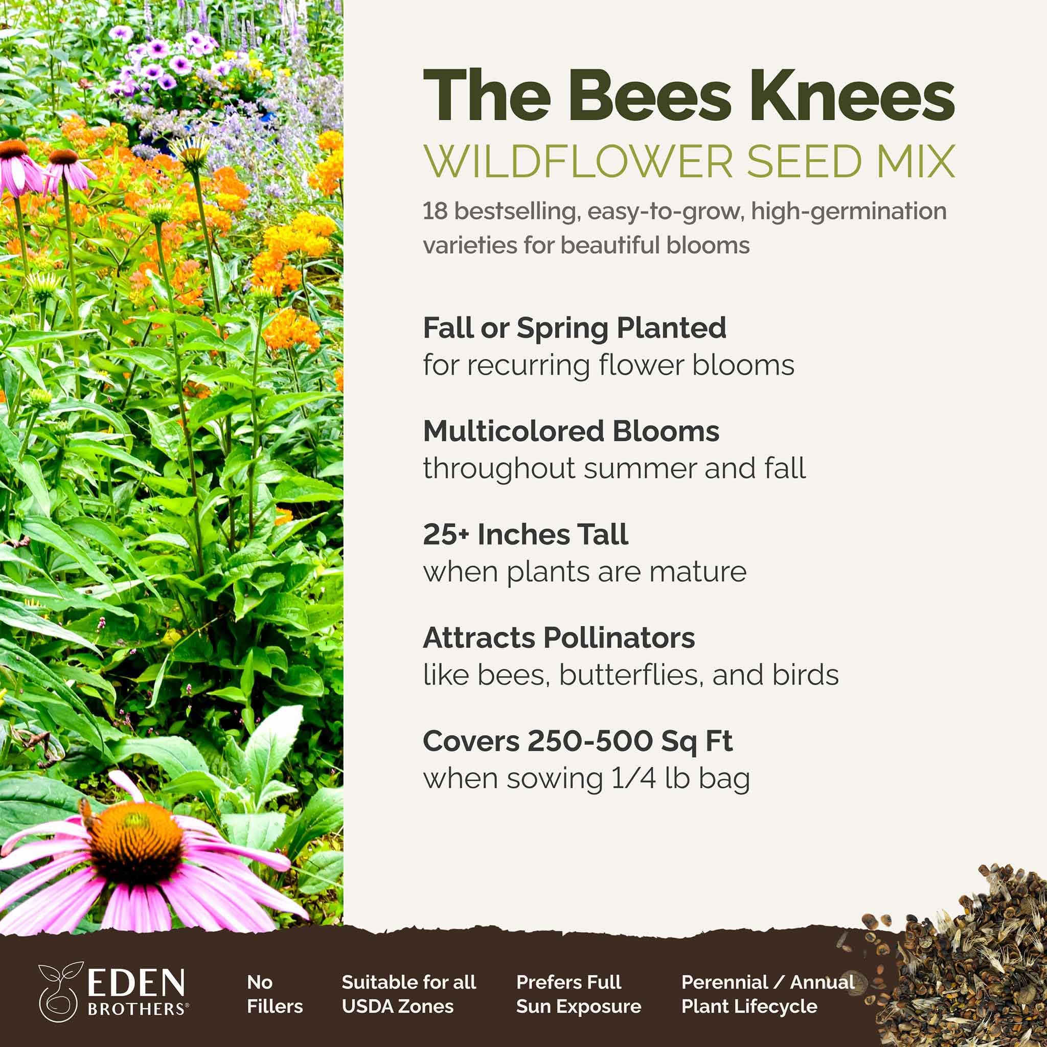 Eden Brothers Bees Knees seeds garden bloom mix attracts pollinators.