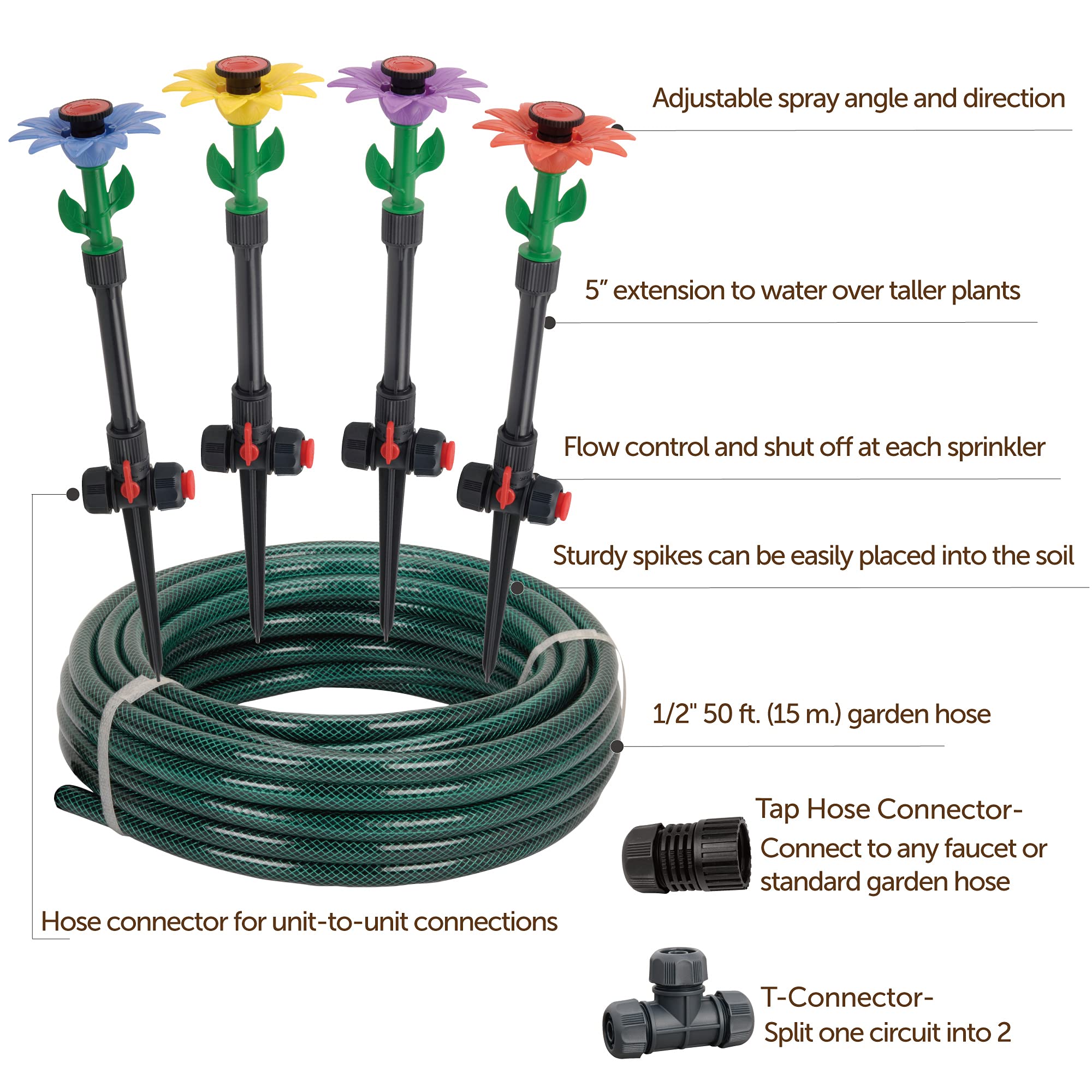 Extensions reach tall plants with adjustable spray from Eden Daisy