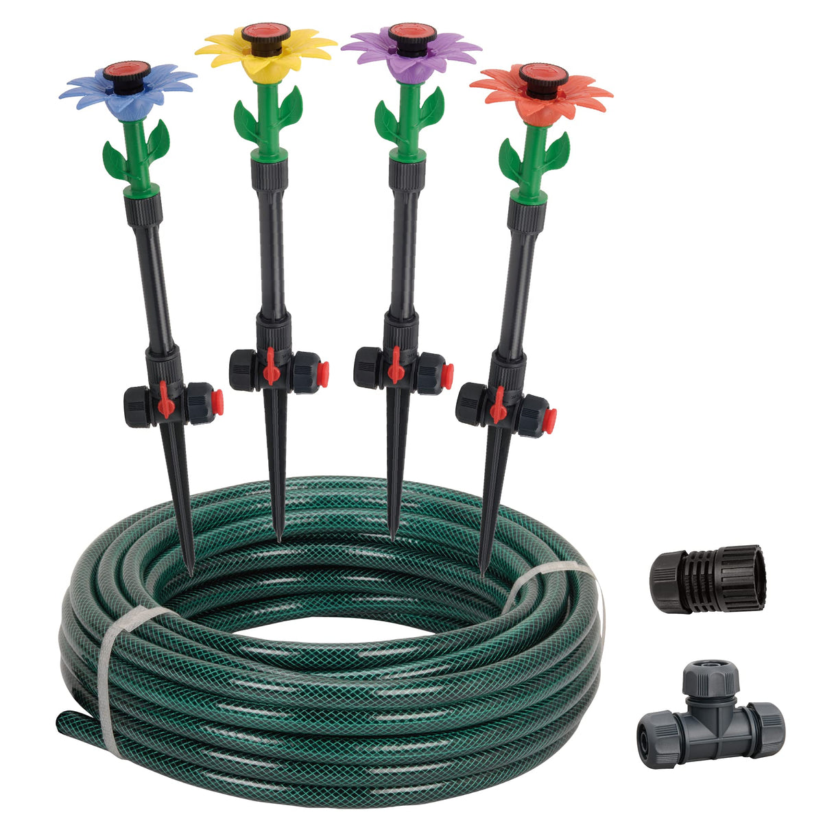 Eden Daisy sprinklers in a garden bed provide precise watering for borders