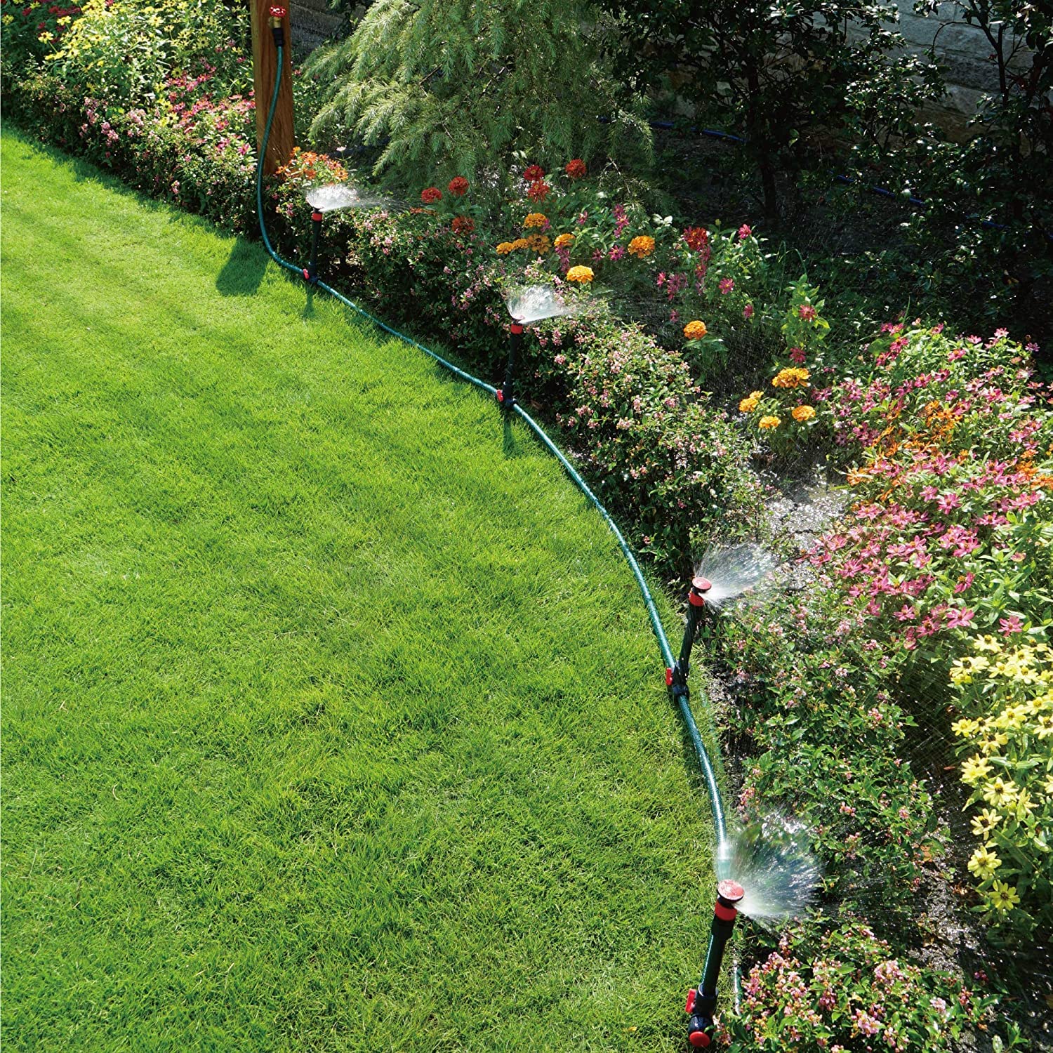 Eden five-inch riser extensions enabling spray over tall plants and dense vegetation.