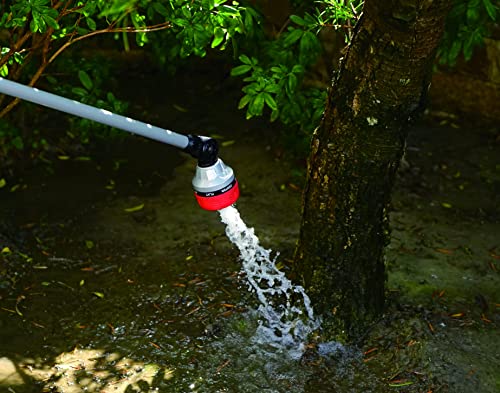Eden wand head at 180-degree angle to reach tight corners and under foliage.